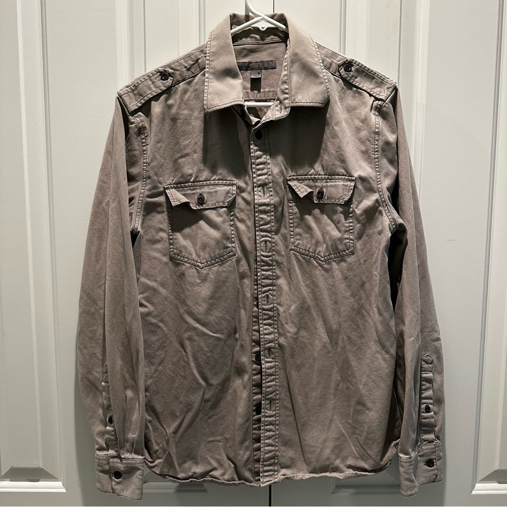 Old Navy Men’s Gray Camp Shirt Long Sleeve Button Up M